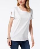 Karen Scott Split-sleeve T-shirt, Created For Macy's