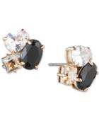 Carolee Gold-tone Crystal & Stone Cluster Stud Earrings