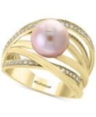 Pearl By Effy Cultured Freshwater Pearl (9mm) & Diamond (1/6 Ct. T.w.) Ring