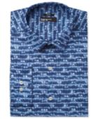 Bar Iii Men's Slim-fit Stretch Indigo Tie Dye Print Dress Shirt, Only At Macy's