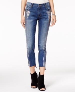Sts Blue Cotton Metallic-coated Straight-leg Jeans