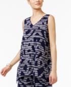 Alfani Printed V-neck Tunic Top, Only At Macy's