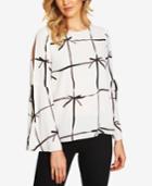 Cece Printed Bell-sleeve Blouse