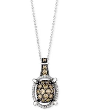 Le Vian Chocolatier Diamond Openwork Halo Cluster 18 Pendant Necklace (7/8 Ct. T.w.) In 14k White Gold