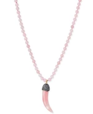 Paul & Pitu Naturally 14k Gold-plated Rose Quartz Horn-shaped Pendant Necklace