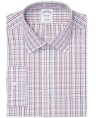 Brooks Brothers Men's Classic-fit Non-iron Red Tattersall Dress Shirt