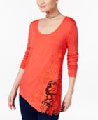 Inc International Concepts Petite Crochet-detail Top, Only At Macy's