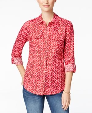 Charter Club Linen Anchor-print Shirt, Only At Macy's