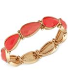 Nine West Gold-tone Red Stone Stretch Bracelet