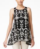 Alfani Embroidered Mesh Swing Top, Only At Macy's