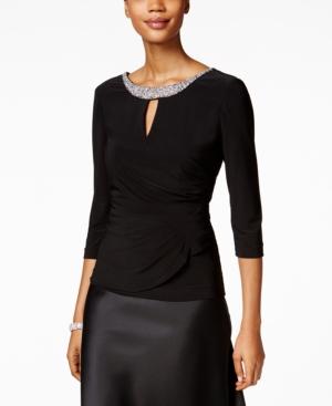 Alex Evenings Petite Embellished Faux-wrap Top