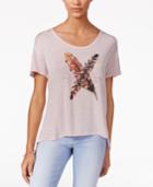 Jessica Simpson Cutout Feather Graphic T-shirt