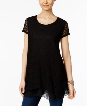 Style & Co Lace Layered-hem Tunic, Only At Macy's