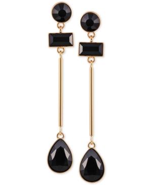 Guess Gold-tone Stone Linear Drop Earrings