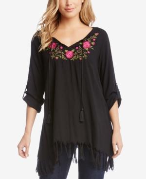 Karen Kane Embroidered Fringe Top