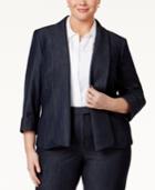 Tahari Asl Plus Size Open-front Chambray Blazer