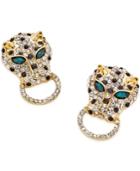 Thalia Sodi Gold-tone Pave Leopard Head Stud Earrings, Only At Macy's