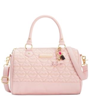 Betsey Johnson Blush Quilted Lips Satchel