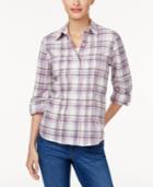 Alfred Dunner Petite Pintucked Plaid Shirt