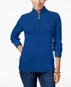 Karen Scott Ribbed Zip-neck Sweater, Only At Macy's