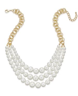Charter Club Gold-tone Multi-layer Imitation Pearl Statement Necklace