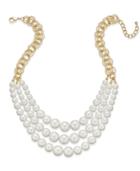 Charter Club Gold-tone Multi-layer Imitation Pearl Statement Necklace
