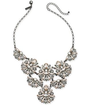 I.n.c. Black-tone Crystal Cluster Statement Necklace, 17 + 3 Extender, Created For Macy's
