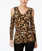 Thalia Sodi Animal-print Cold-shoulder Top, Only At Macy's