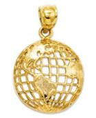 14k Gold Charm, Polished Globe Charm