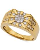 Men's Diamond Cluster Ring (3/4 Ct. T.w.) In 10k Gold