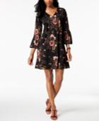 Style & Co Floral-print Bell-sleeve Dress, Created For Macy's