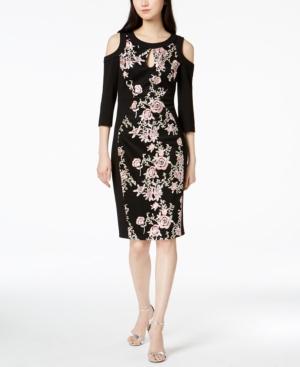 Jax Cold-shoulder Embroidered Sheath Dress