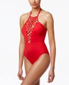 Kenneth Cole High-neck Cage Cutout One-piece Swimsuit Women's Swimsuit