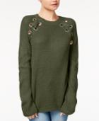 Freshman Juniors' Lace-up-shoulder Sweater
