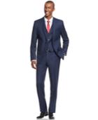 Calvin Klein Medium Blue Pindot Extra Slim-fit Vested Suit