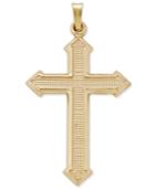 Decorative Textured Cross Pendant In 14k Gold