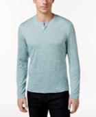 Alfani Men's Stretch Heathered Long-sleeve Henley, Created For Macy's