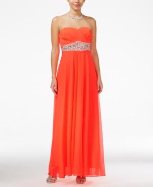 Sequin Hearts Juniors' Jeweled Empire-waist Sweetheart Gown