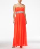 Sequin Hearts Juniors' Jeweled Empire-waist Sweetheart Gown