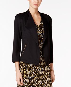 Kasper Wing-collar Zip-pocket Blazer