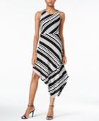 Bar Iii Assymetrical Striped Dress, Created For Macy's