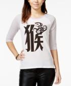 Pretty Rebellious Juniors' Monkey Symbol Graphic Baseball T-shirt