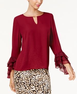 Thalia Sodi Lace-cuff Keyhole Blouse, Created For Macy's