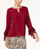 Thalia Sodi Lace-cuff Keyhole Blouse, Created For Macy's