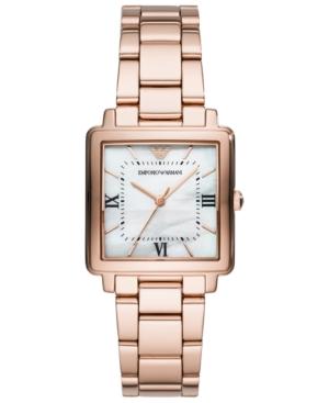 Emporio Armani Women's Rose Gold-tone Stainless Steel Bracelet Watch 30x30mm