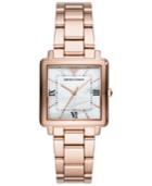 Emporio Armani Women's Rose Gold-tone Stainless Steel Bracelet Watch 30x30mm