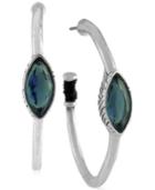 The Sak Earrings, Silver-tone Blue Stone Hoop Earrings