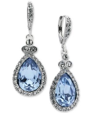 Givenchy Silver-tone Pave & Blue Stone Drop Earrings