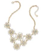 Charter Club Gold-tone Cubic Zirconia & Imitation Pearl Flower Statement Necklace, Only At Macy's