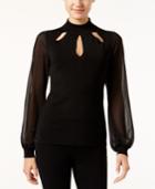 Inc International Concepts Illusion-sleeve Cutout Top, Only At Macy's